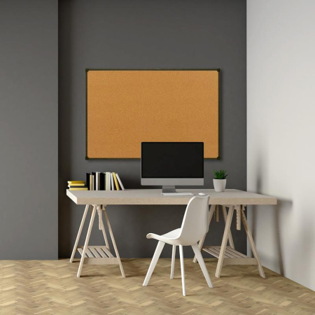 Доска пробковая 60х90 см Attache BlackFrame алюминиевая рама
