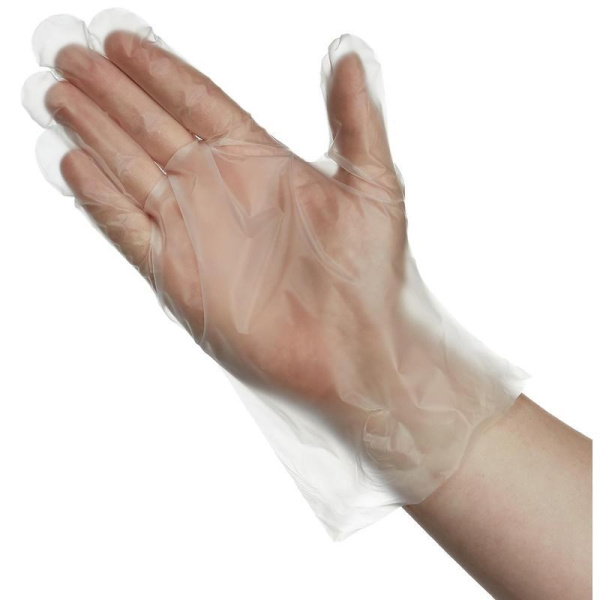Перчатки одноразовые Эластомер ТПЭ неопудренные прозрачные (размер L,  100  штук/50 пар в  упаковке)