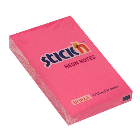 Стикеры Hopax Stick'n 51x76 неоновые розовые (1 блок, 100 листов)