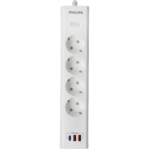 Сетевой фильтр Philips CHP4346WA/51 на 4 розетки 2 метра + 2 USB