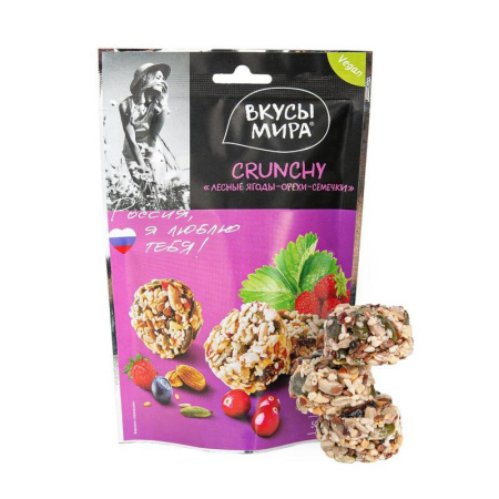 Коктейль Вкусы мира Crunchy лесные ягоды/орехи/семечки 50 г