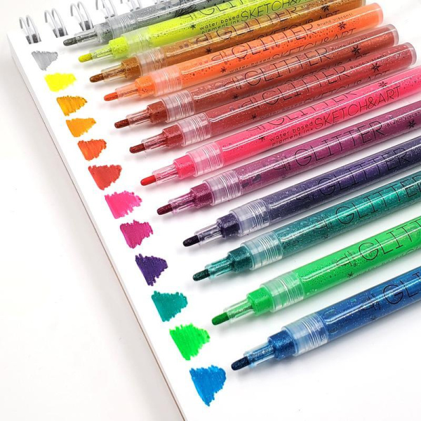Набор маркеров с глиттером SKETCH&ART 12 цветов (толщина линии 3  мм)