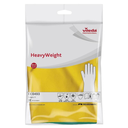 Перчатки латексные Vileda Professional Усиленные с неопреном повышенная прочность зеленые/желтые (размер 8.5-9, L, артикул производителя 120269)