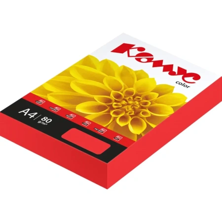 Бумага цветная для печати Комус Color красная интенсив (А4, 80 г/кв.м, 500 листов)