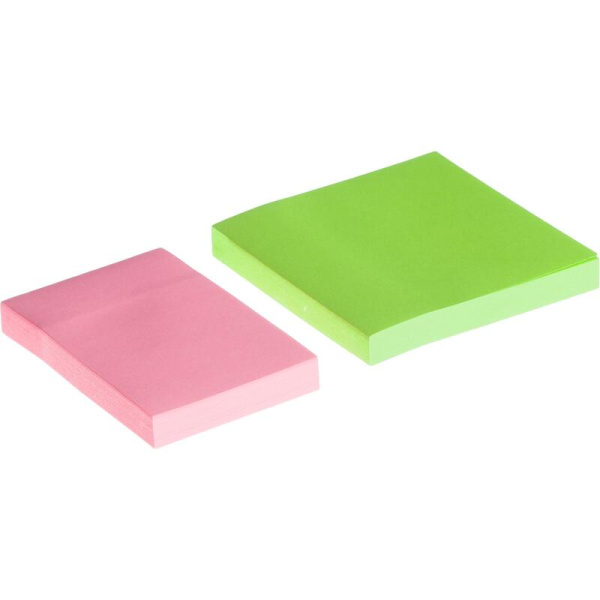 Стикеры Attache Simple 76х51 мм/76х76 мм неоновые розовые/зеленые (2 блока по 100 листов)