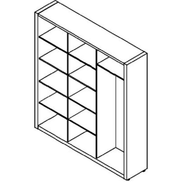 Шкаф Верона высокий комбинированный (слива валлис/черный, 1816x400x2000 мм)