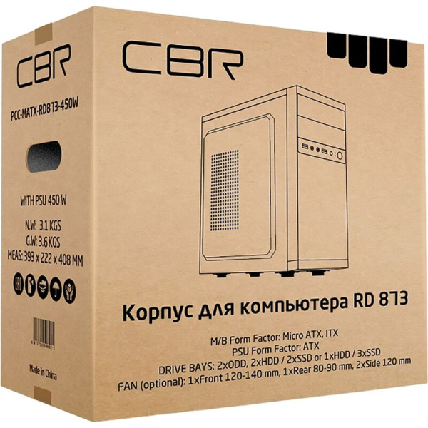 Корпус CBR PCC-MATX-RD873-450W