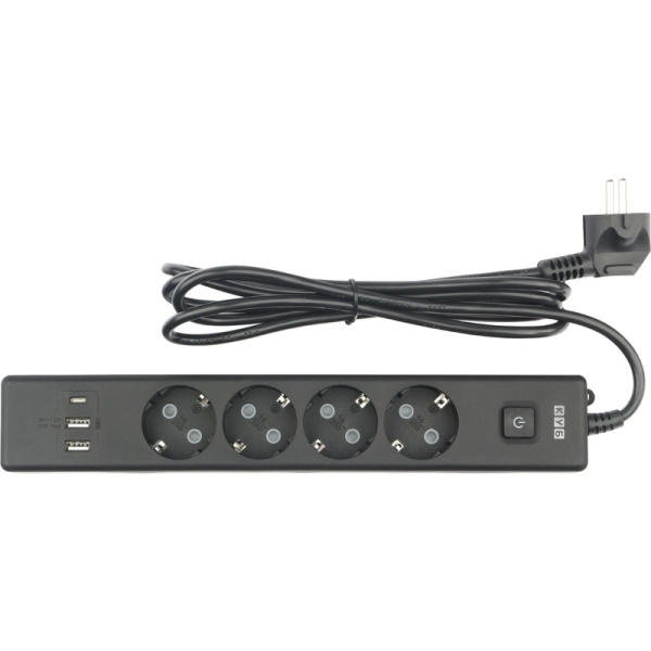 Удлинитель Power Cube 4 розетки + USB 1.9 м с заземлением и выключателем  (PC-7B-2M)
