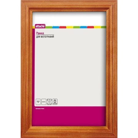Рамка для фотографий Attache 10х15 см (дерево, защитное стекло, настольная/настенная)