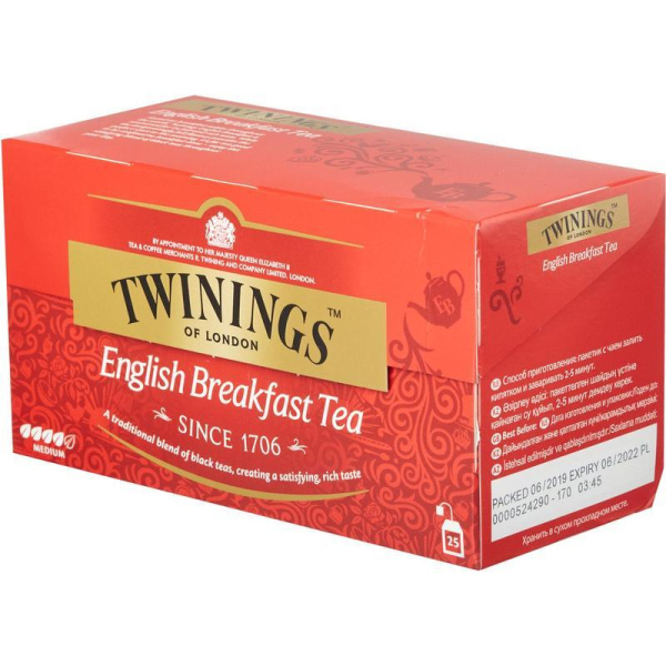 Чай Twinings English Breakfast Tea черный 25 пакетиков