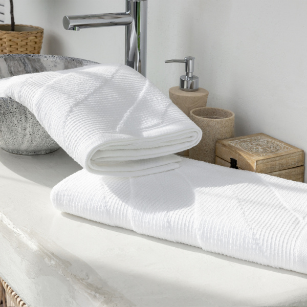 Полотенце махровое Wave Texture 70х140 см 480 г/кв.м белое