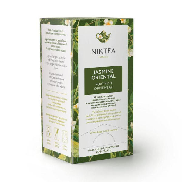 Чай Niktea Jasmine Oriental зеленый с жасмином 25 пакетиков