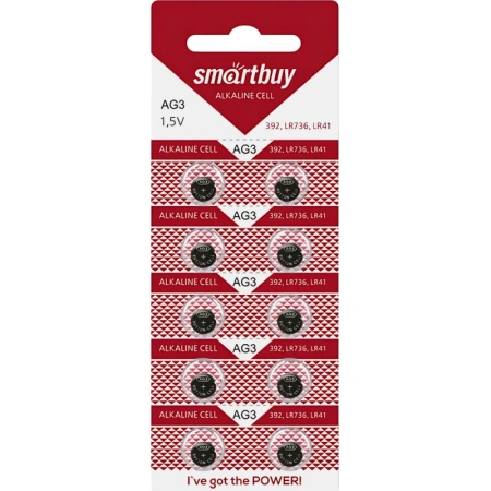 Батарейки Smartbuy таблетка AG3-10B (10 штук в упаковке)