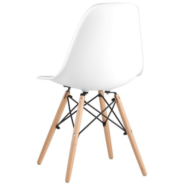 Стул для столовых Eames белый (пластик/металл/деревянные ножки)