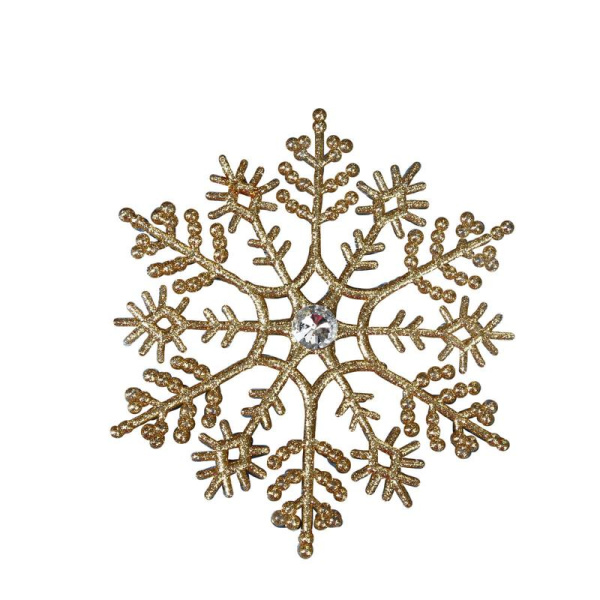 Новогоднее украшение Снежинка с камнем пластик в ассортименте (диаметр  12 см)