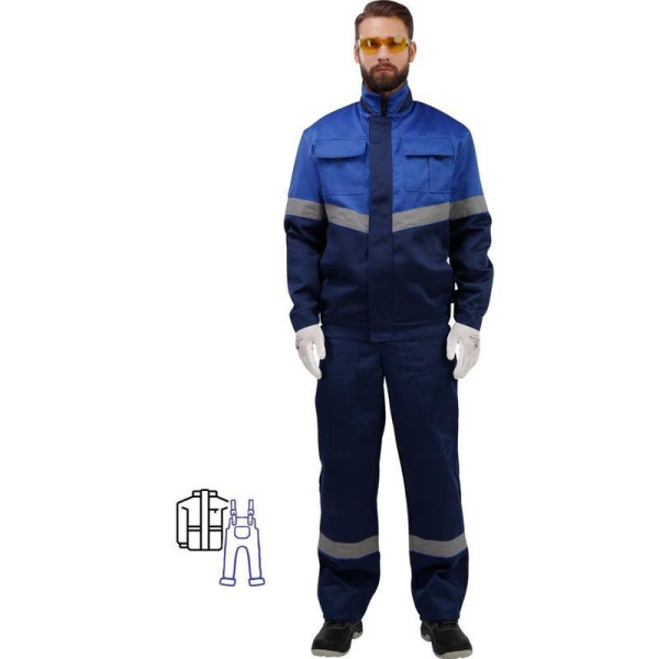 Костюм рабочий летний мужской л25-КПК с СОП синий/васильковый (размер 44-46, рост 170-176)