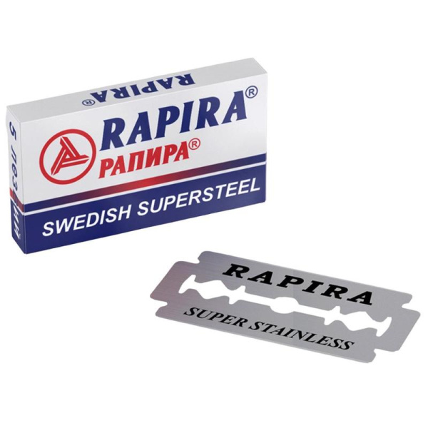 Сменные лезвия для бритья Rapira Swedish Supersteel для Т-образного  станка (5 штук в упаковке)
