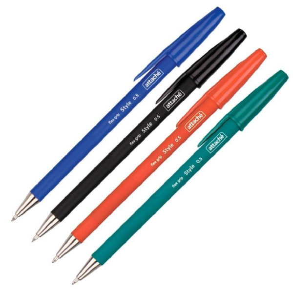 Набор шариковых ручек Attache Style (толщина линии 0.5 мм, 4 штуки: зеленая, синяя, черная, красная)