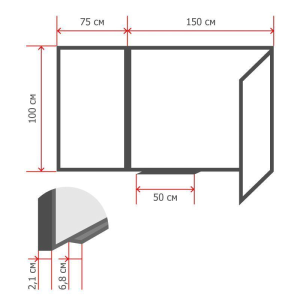 Доска магнитно-маркерная-меловая 100x300 см двухсекционная лаковое покрытие алюминиевая рама
