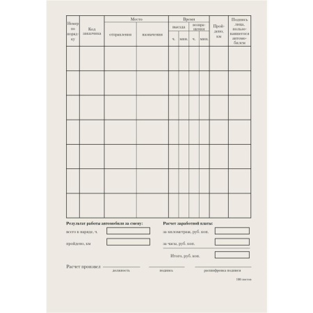 Бланк Путевой лист легкового автомобиля форма №3 газетная бумага А5 (140х195 мм, 20 блоков по 100 листов)