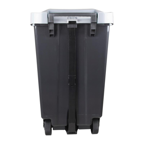 Контейнер-бак мусорный 110 л пластиковый на 2-х колесах с педалью и крышкой черный/серый