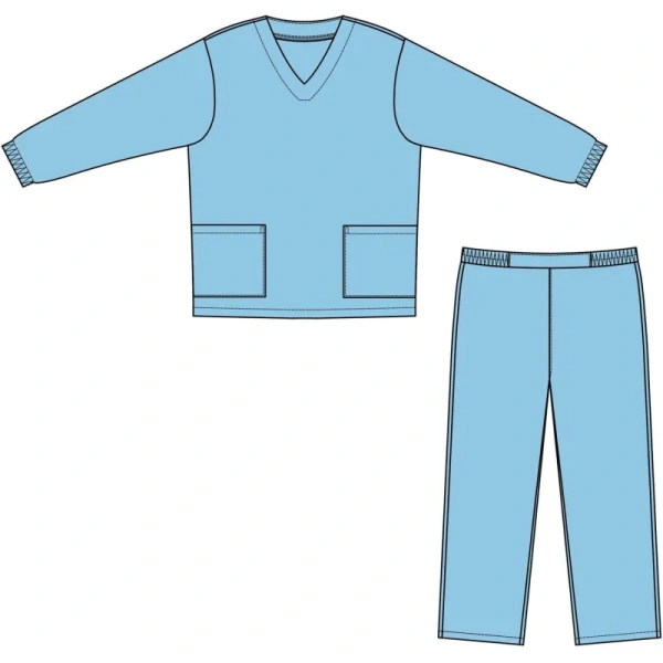Костюм для пищевого производства м05-КБР голубой тиси с длинным рукавом  (120 г/кв.м, размер 44-46, рост 170-176)