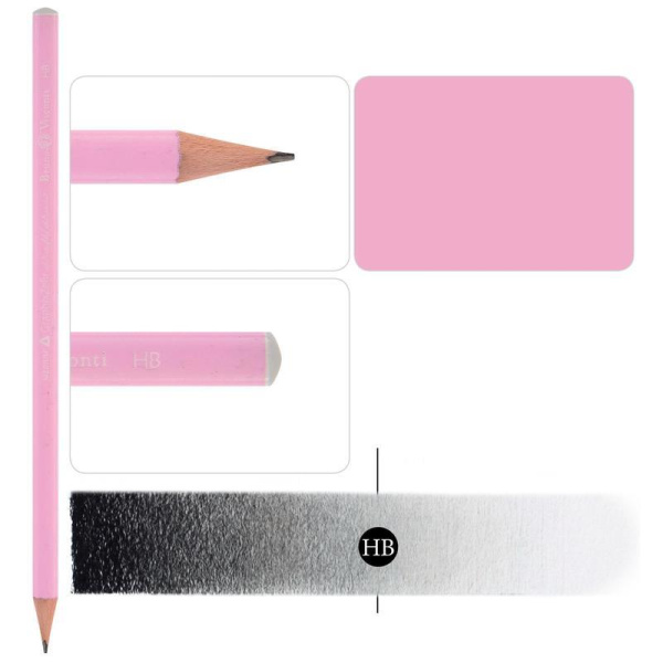 Карандаш чернографитный Bruno Visconti Graphix Zefir HB заточенный (розовый корпус)