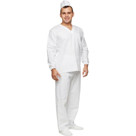 Костюм пекаря у05-КБР (ДР) с длинным рукавом белый бязь (размер 60-62,  рост 170-176)