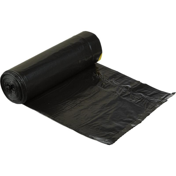 Мешки для мусора на 60 л с завязками Стандарт черные (ПВД, 25 мкм, в рулоне 10 шт, 60х68 см)