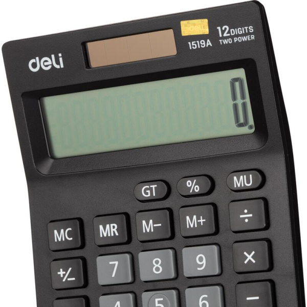 Калькулятор настольный Deli E1519A 12-разрядный черный 205х132х105 мм