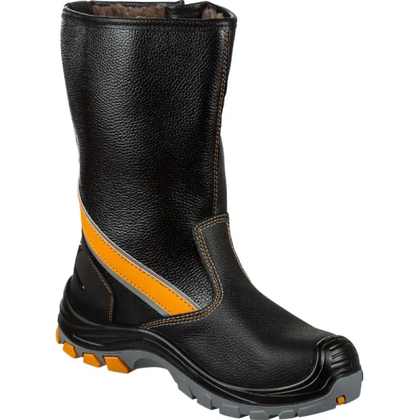 Сапоги рабочие зимние Мистраль Ultra ПУ-нитрил из натуральной/искусственной кожи с композитным подноском черные/оранжевые (размер 36)