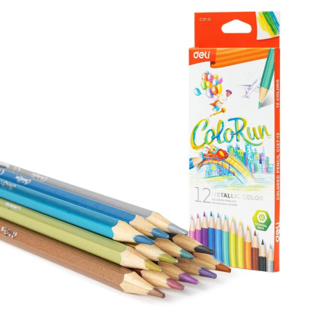 Карандаши цветные Deli 12 цветов шестигранные (EC127-12)