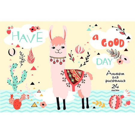 Альбом для рисования Проф-пресс Спокойная лама А4 24 листа Альбом для рисования Проф-пресс Спокойная лама А4 24 листа