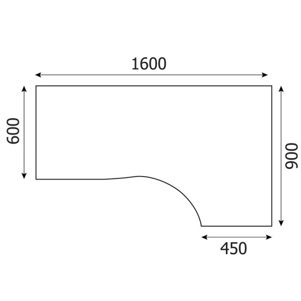 Стол эргономичный Simple SET160-1R правый серый (1600x900x760 мм)