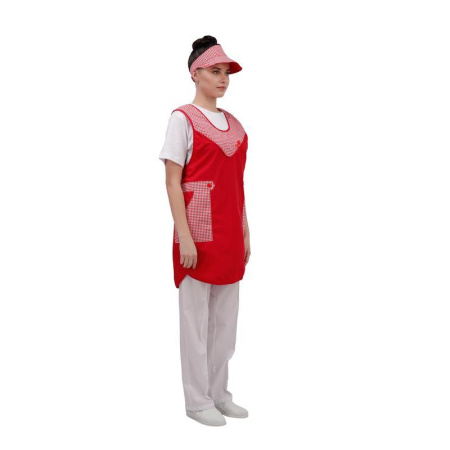 Фартук-сарафан Фантазия красный с козырьком Фартук-сарафан Фантазия красный с козырьком