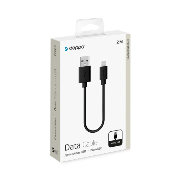 Кабель Deppa USB A  - micro USB 2 метра (72205)