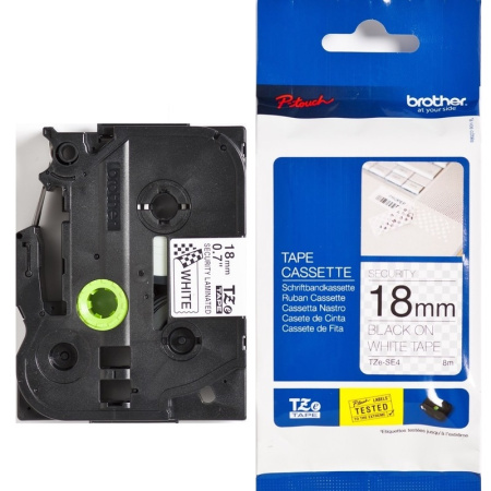 Картридж для принтера этикеток Brother TZESE4 (18 мм x 8 м, цвет ленты  белый, шрифт черный)