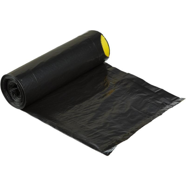 Мешки для мусора на 35 л с завязками Стандарт черные (ПВД, 25 мкм, в рулоне 10 шт, 50х58 см)