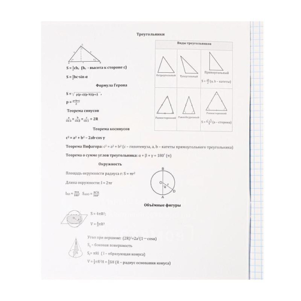 Тетрадь предметная по геометрии Проф-пресс Памятка для школьника А5 36 листов