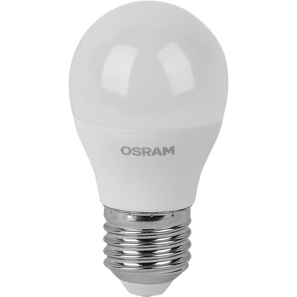 Лампа светодиодная Osram 7 Вт Е27 (Р, 4000 К, 560 Лм, 220 В, 5 штук в  упаковке, 4058075578227)