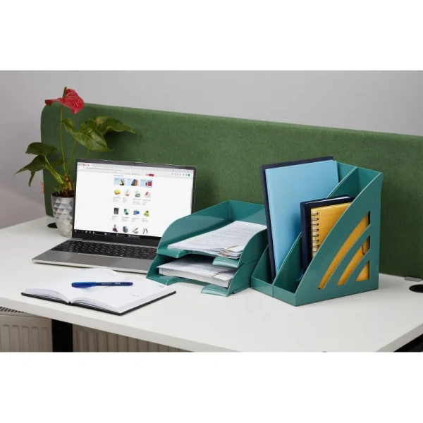 Лоток горизонтальный для бумаг Комус Ницца пластиковый зеленый