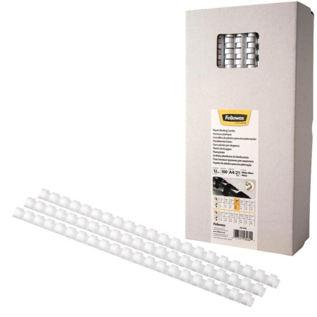 Пружины для переплета пластиковые Fellowes 12 мм белые (100 штук в упаковке)