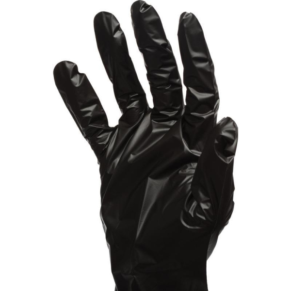 Перчатки одноразовые Aviora ТПЭ неопудренные черные (размер L, 100 штук/50 пар в упаковке)