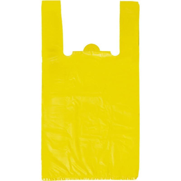 Пакет-майка Знак Качества ПНД желтый 18 мкм (30+14x57 см, 100 штук в упаковке)