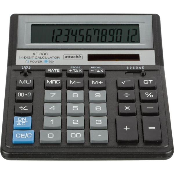 Калькулятор настольный Attache AF-888 14-разрядный черный 204х158х32 мм