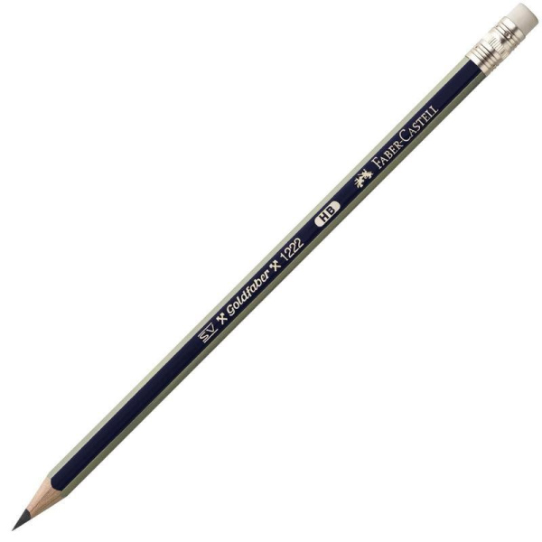 Карандаш чернографитный Faber-Castell Goldfaber 1222 НВ заточенный с ластиком