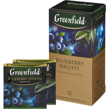Чай Greenfield Blueberry nights черный с черникой 25 пакетиков