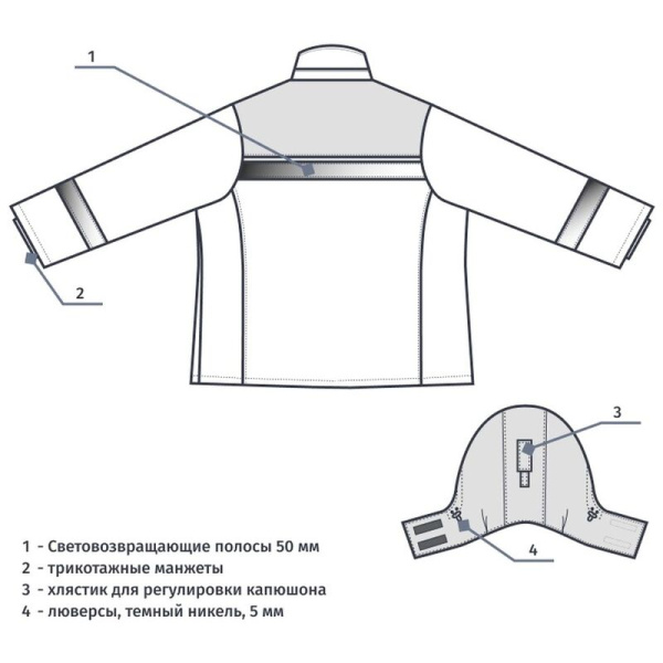Куртка рабочая зимняя женская з46-КУ с СОП серая/красная из ткани  оксфорд (размер 44-46, рост 170-176)
