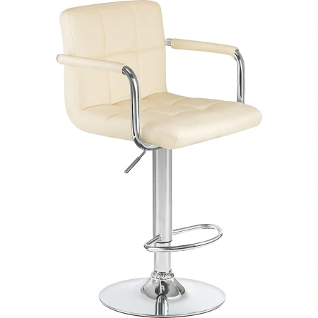 Стул барный Dobrin Kruger arm кремовый/хромированный (искусственная  кожа/металл)