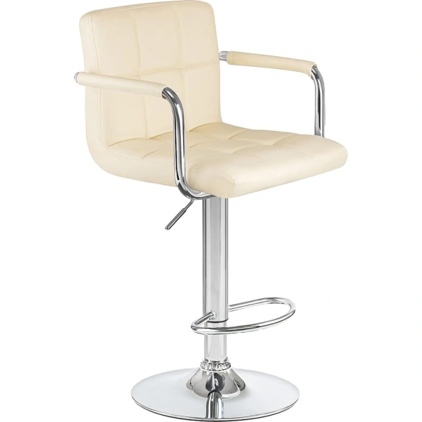 Стул барный Dobrin Kruger arm кремовый/хромированный (искусственная  кожа/металл)